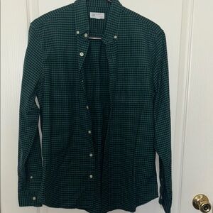 Green Checkered Button-Up Shirt